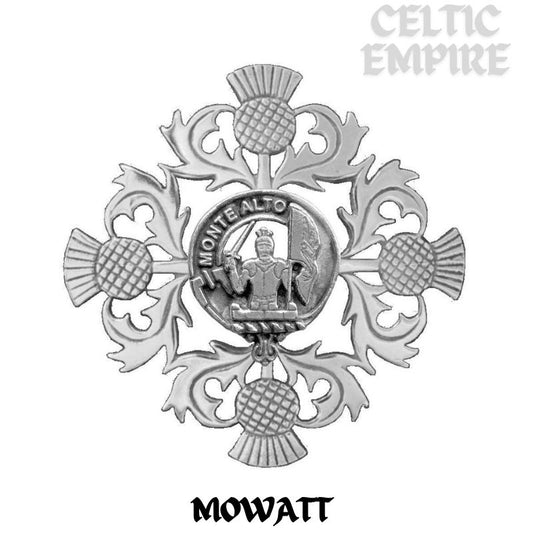 Mowatt Family Clan Crest Scottish Four Thistle Brooch