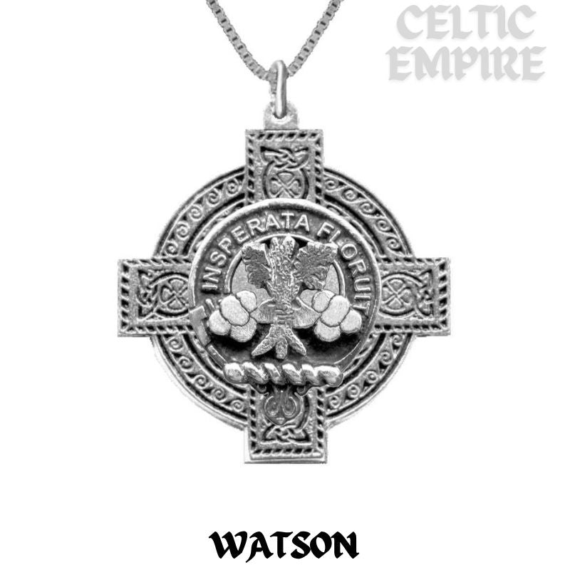 Watson Family Clan Crest Celtic Cross Pendant Scottish