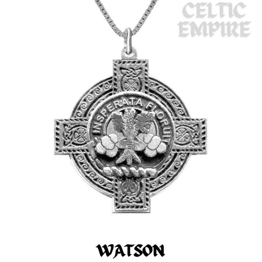 Watson Family Clan Crest Celtic Cross Pendant Scottish