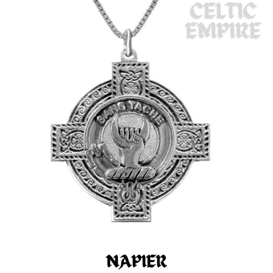 Napier Family Clan Crest Celtic Cross Pendant Scottish ~ CLP04