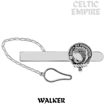 Walker Family Clan Crest Scottish Button Loop Tie Bar ~ Sterling silver