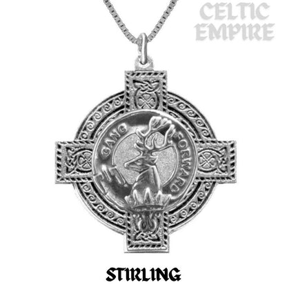 Stirling Family Clan Crest Celtic Cross Pendant Scottish