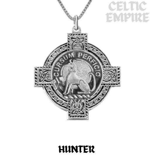 Hunter Family Clan Crest Celtic Cross Pendant Scottish