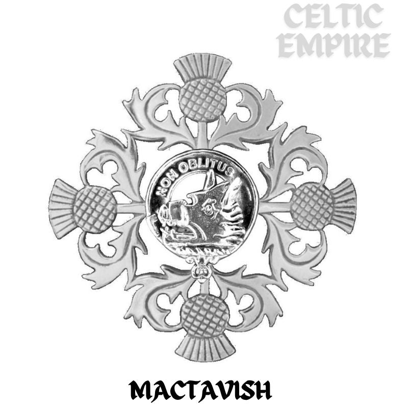 MacTavish Family Clan Crest Scottish Four Thistle Brooch