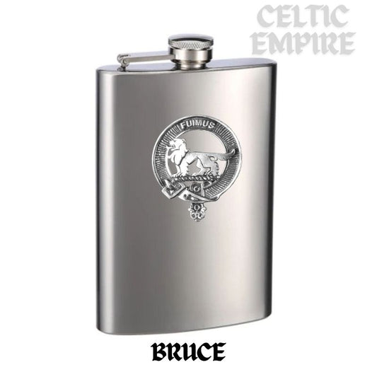 Bruce Family Clan Crest Scottish Badge Stainless Steel Flask 8oz