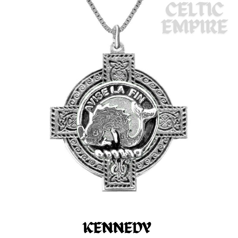 Kennedy Family Clan Crest Celtic Cross Pendant Scottish
