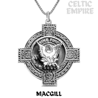 MacGill Family Clan Crest Celtic Cross Pendant Scottish