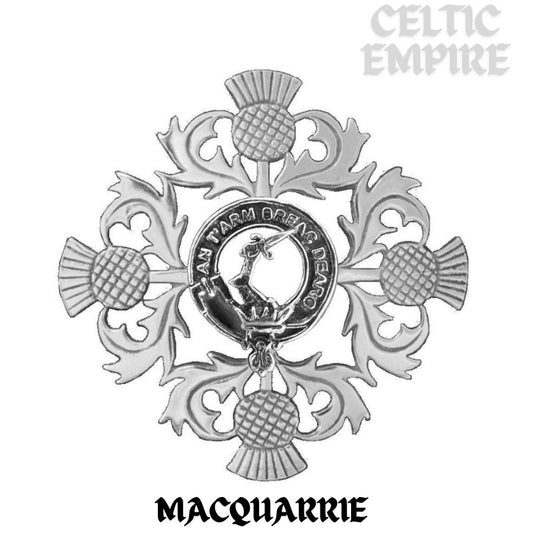 MacQuarrie Family Clan Crest Scottish Four Thistle Brooch