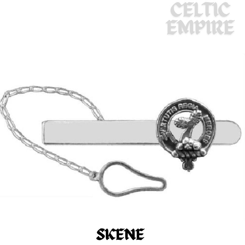 Skene Family Clan Crest Scottish Button Loop Tie Bar ~ Sterling silver