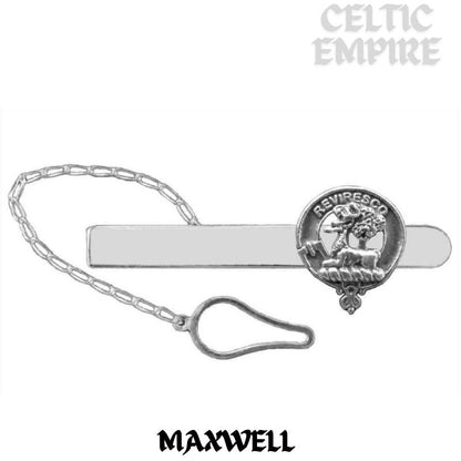 Maxwell Family Clan Crest Scottish Button Loop Tie Bar Sterling silver