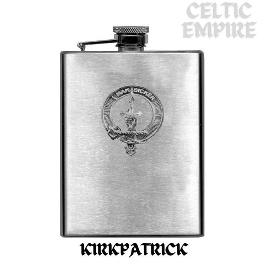 Kirkpatrick 8oz Family Clan Crest Scottish Badge Flask