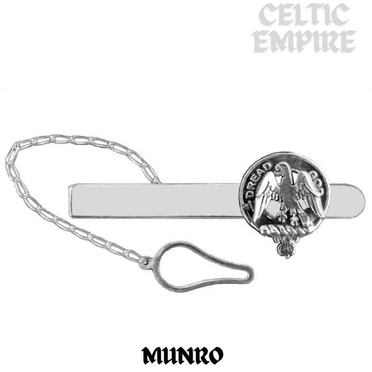 Munro Family Clan Crest Scottish Button Loop Tie Bar ~ Sterling silver