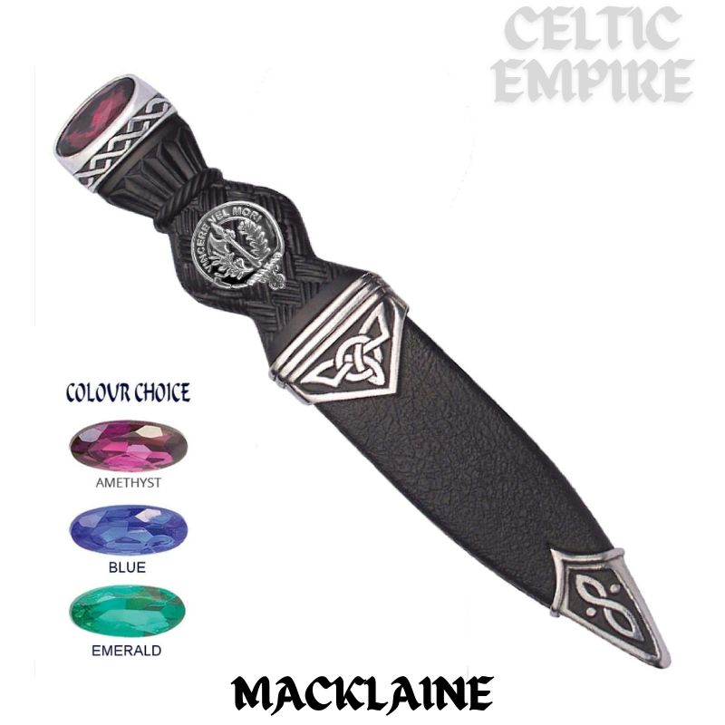 MacLaine Interlace Family Clan Crest Sgian Dubh, Scottish Knife