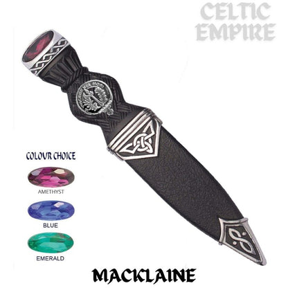 MacLaine Interlace Family Clan Crest Sgian Dubh, Scottish Knife