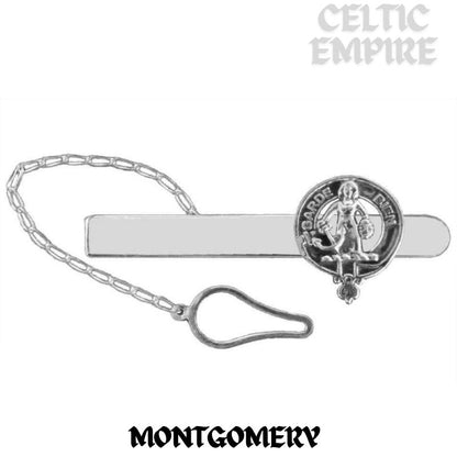Montgomery Family Clan Crest Scottish Button Loop Tie Bar ~ Sterling silver