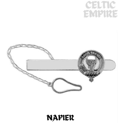 Napier Family Clan Crest Scottish Button Loop Tie Bar ~ Sterling silver