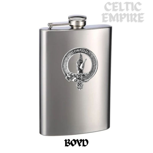 Boyd Family Clan Crest Scottish Badge Stainless Steel Flask 8oz