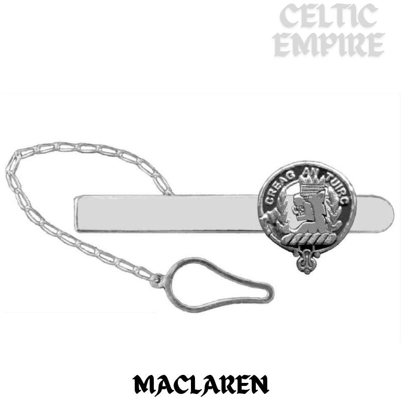 MacLaren Family Clan Crest Scottish Button Loop Tie Bar Sterling silver