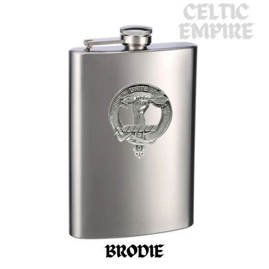 Brodie Family Clan Crest Scottish Badge Stainless Steel Flask 8oz