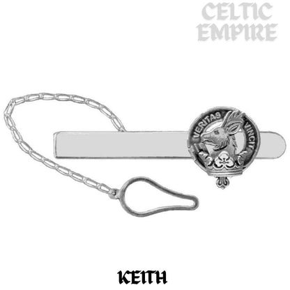 Keith Family Clan Crest Scottish Button Loop Tie Bar Sterling silver