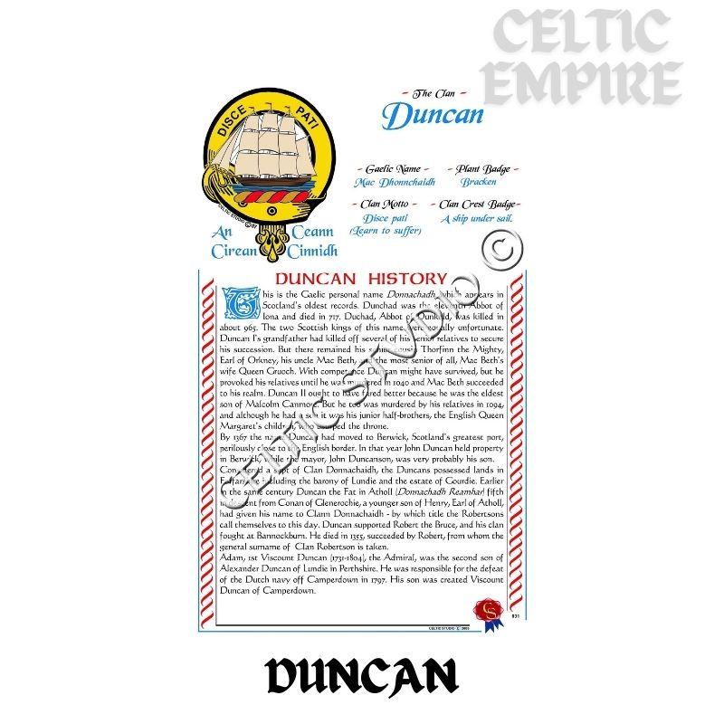 Duncan Scottish Family Clan History