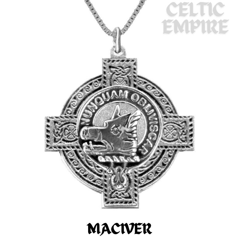 MacIver Family Clan Crest Celtic Cross Pendant Scottish