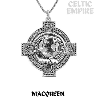 MacQueen Family Clan Crest Celtic Cross Pendant Scottish