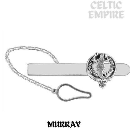 Murray Family Clan Crest Scottish Button Loop Tie Bar ~ Sterling silver