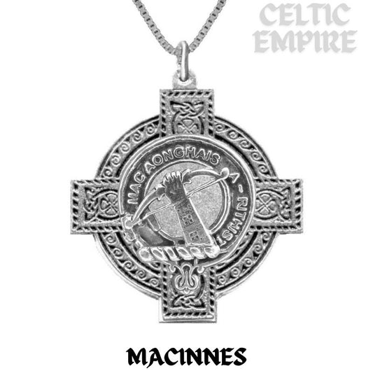 MacInnes Family Clan Crest Celtic Cross Pendant Scottish