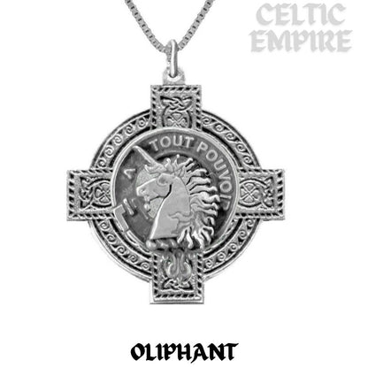 Oliphant Family Clan Crest Celtic Cross Pendant Scottish