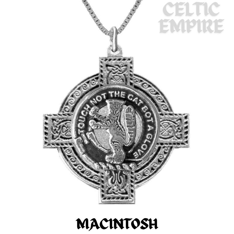 MacIntosh Family Clan Crest Celtic Cross Pendant Scottish
