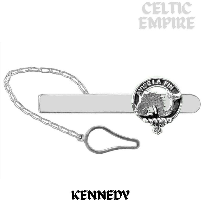 Kennedy Family Clan Crest Scottish Button Loop Tie Bar Sterling silver
