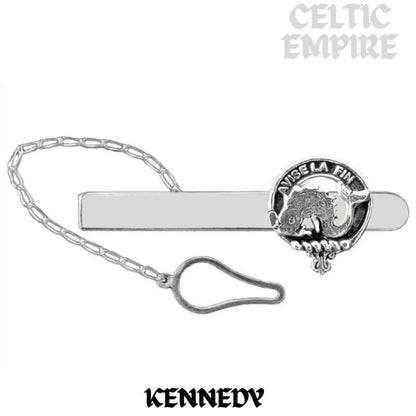 Kennedy Family Clan Crest Scottish Button Loop Tie Bar Sterling silver