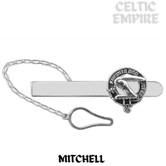 Mitchell Family Clan Crest Scottish Button Loop Tie Bar Sterling silver