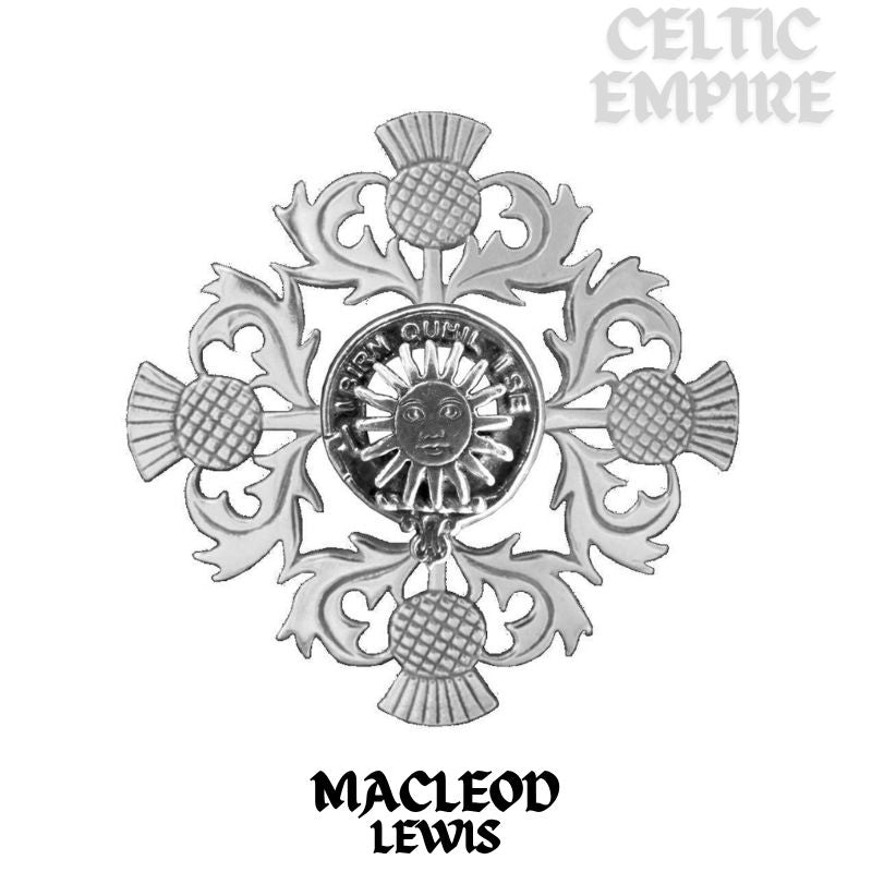 MacLeod (Lewis) Family Clan Crest Scottish Four Thistle Brooch