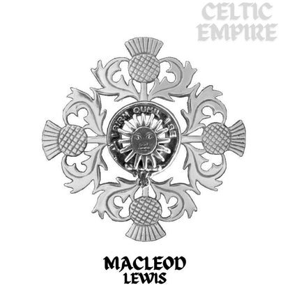 MacLeod (Lewis) Family Clan Crest Scottish Four Thistle Brooch