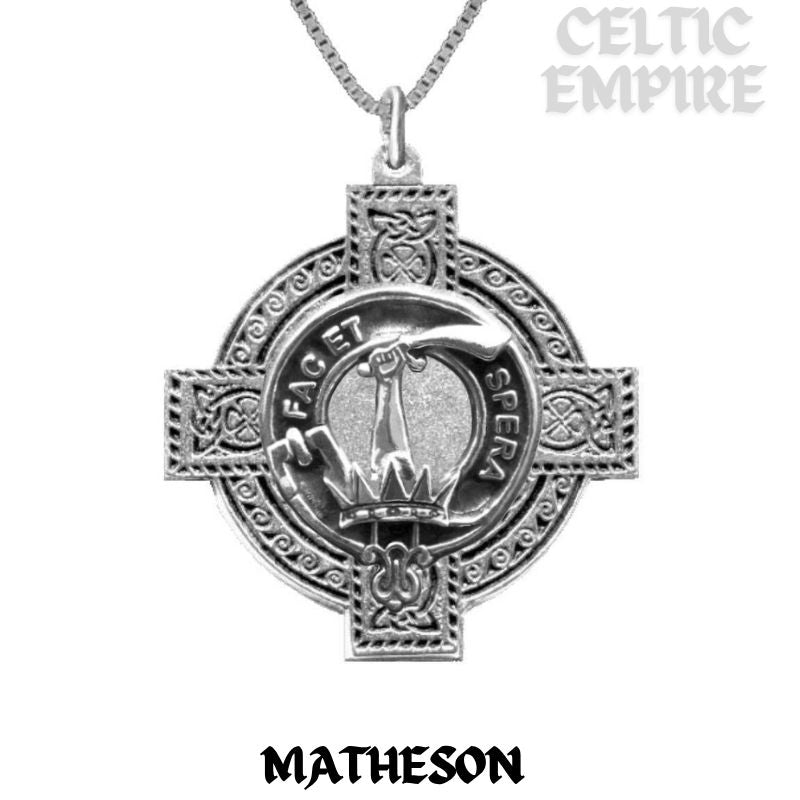 Matheson Family Clan Crest Celtic Cross Pendant Scottish