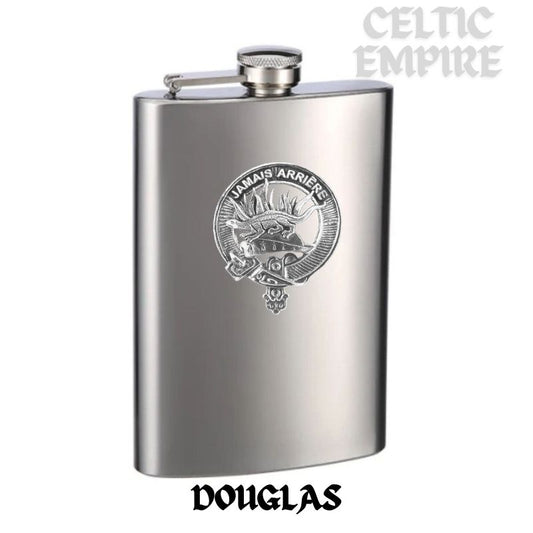 Douglas Family Clan Crest Scottish Badge Stainless Steel Flask 8oz