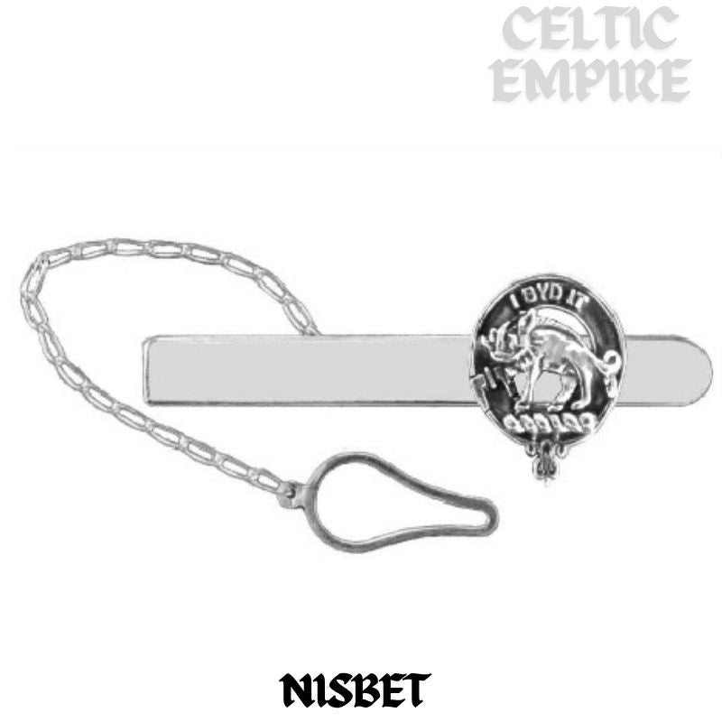 Nisbet Family Clan Crest Scottish Button Loop Tie Bar ~ Sterling silver