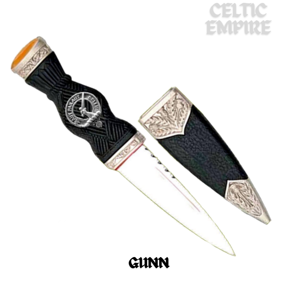 Gunn Family Clan Crest Sgian Dubh, Scottish Knife