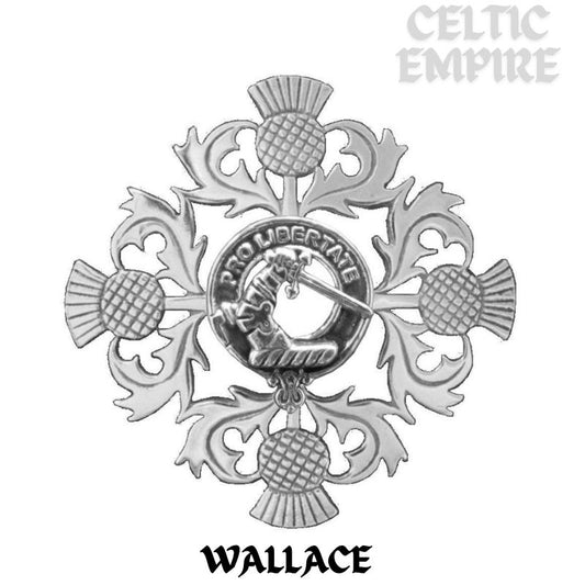 Wallace Family Clan Crest Scottish Four Thistle Brooch