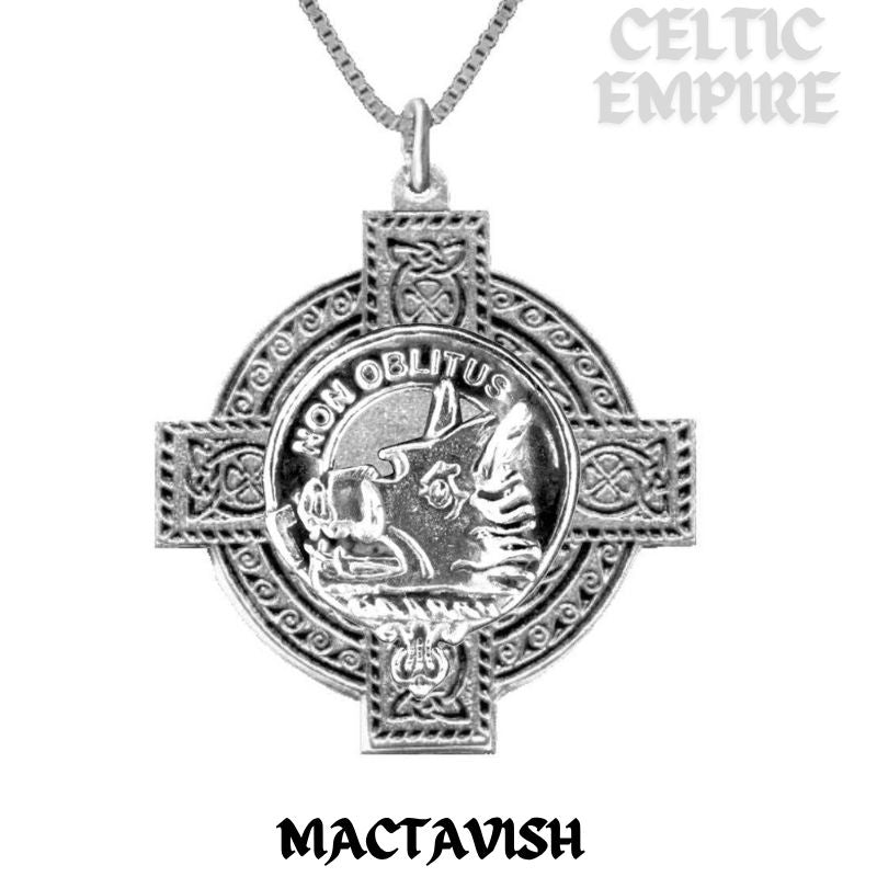 MacTavish Family Clan Crest Celtic Cross Pendant Scottish