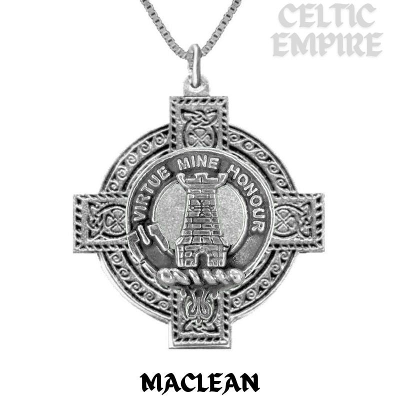 MacLean Family Clan Crest Celtic Cross Pendant Scottish
