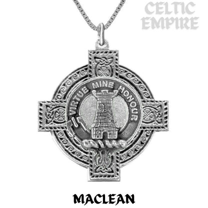 MacLean Family Clan Crest Celtic Cross Pendant Scottish