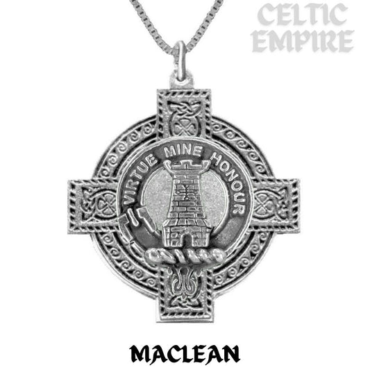 MacLean Family Clan Crest Celtic Cross Pendant Scottish