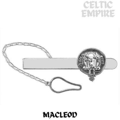 MacLeod Family Clan Crest Scottish Button Loop Tie Bar Sterling silver