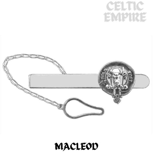 MacLeod Family Clan Crest Scottish Button Loop Tie Bar Sterling silver