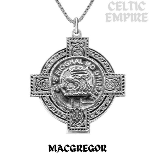 MacGregor Family Clan Crest Celtic Cross Pendant Scottish
