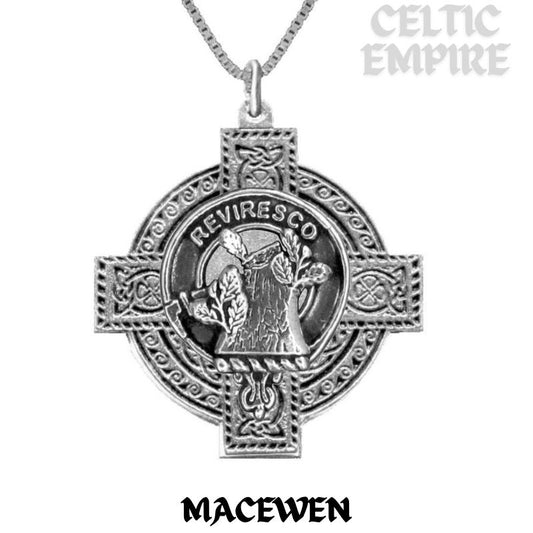 MacEwen Family Clan Crest Celtic Cross Pendant Scottish