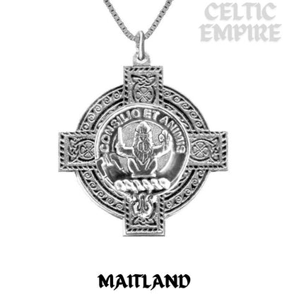 Maitland Family Clan Crest Celtic Cross Pendant Scottish